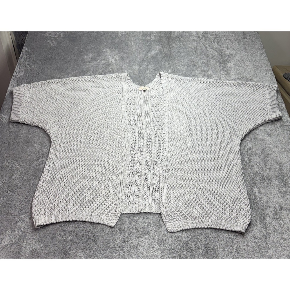 Amber & Vanilla Knit Cardigan Open Front Chunky Gray Oversized Size 54/56